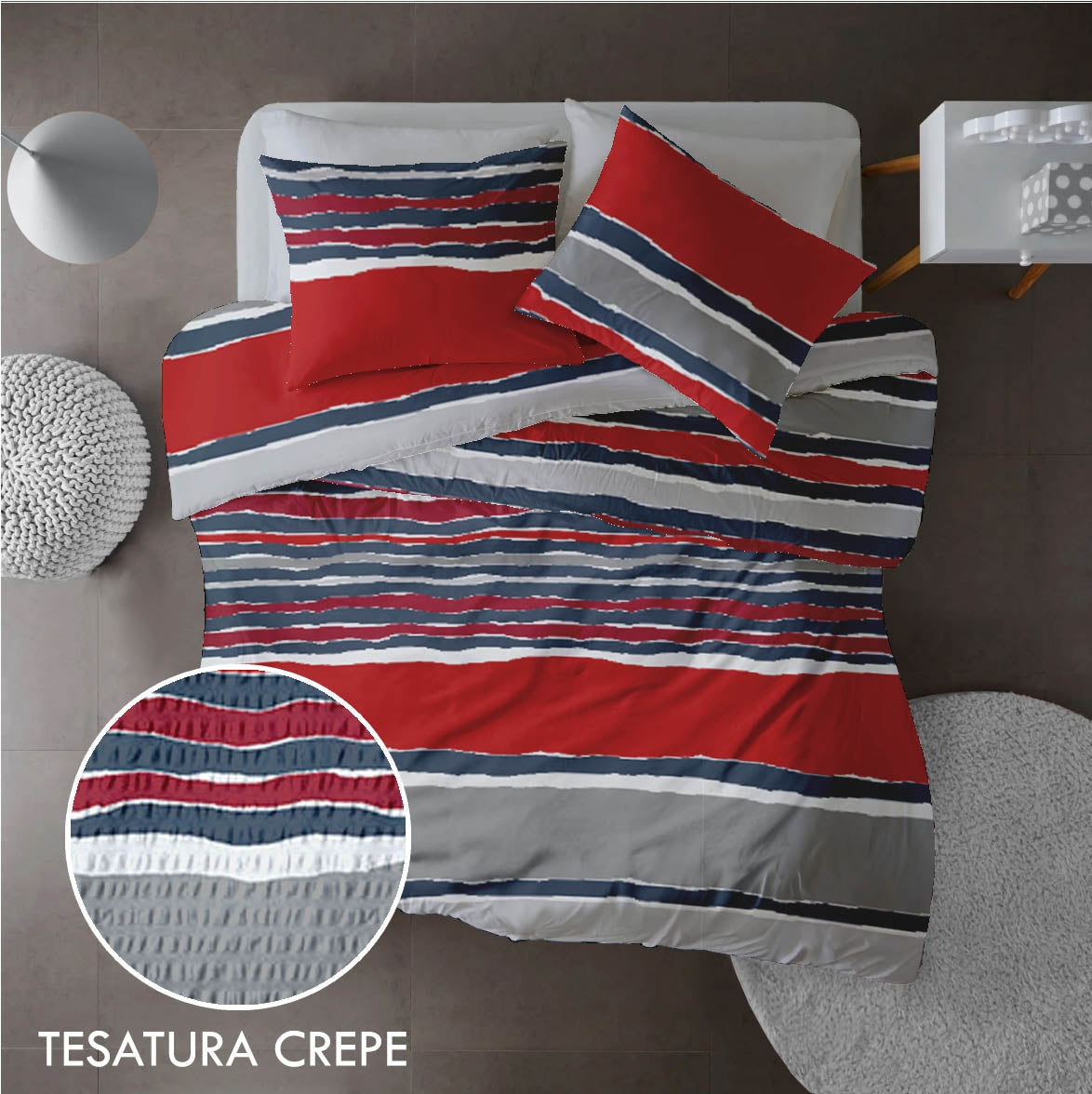 Lenjerie pat 100% bumbac Creponat, desen VIBE V2