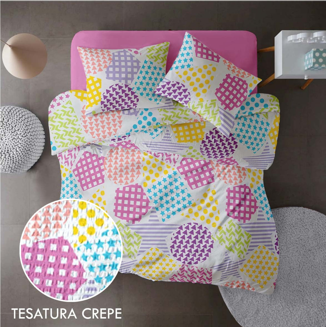 Lenjerie pat 100% bumbac Creponat, desen PLAYGROUND V1