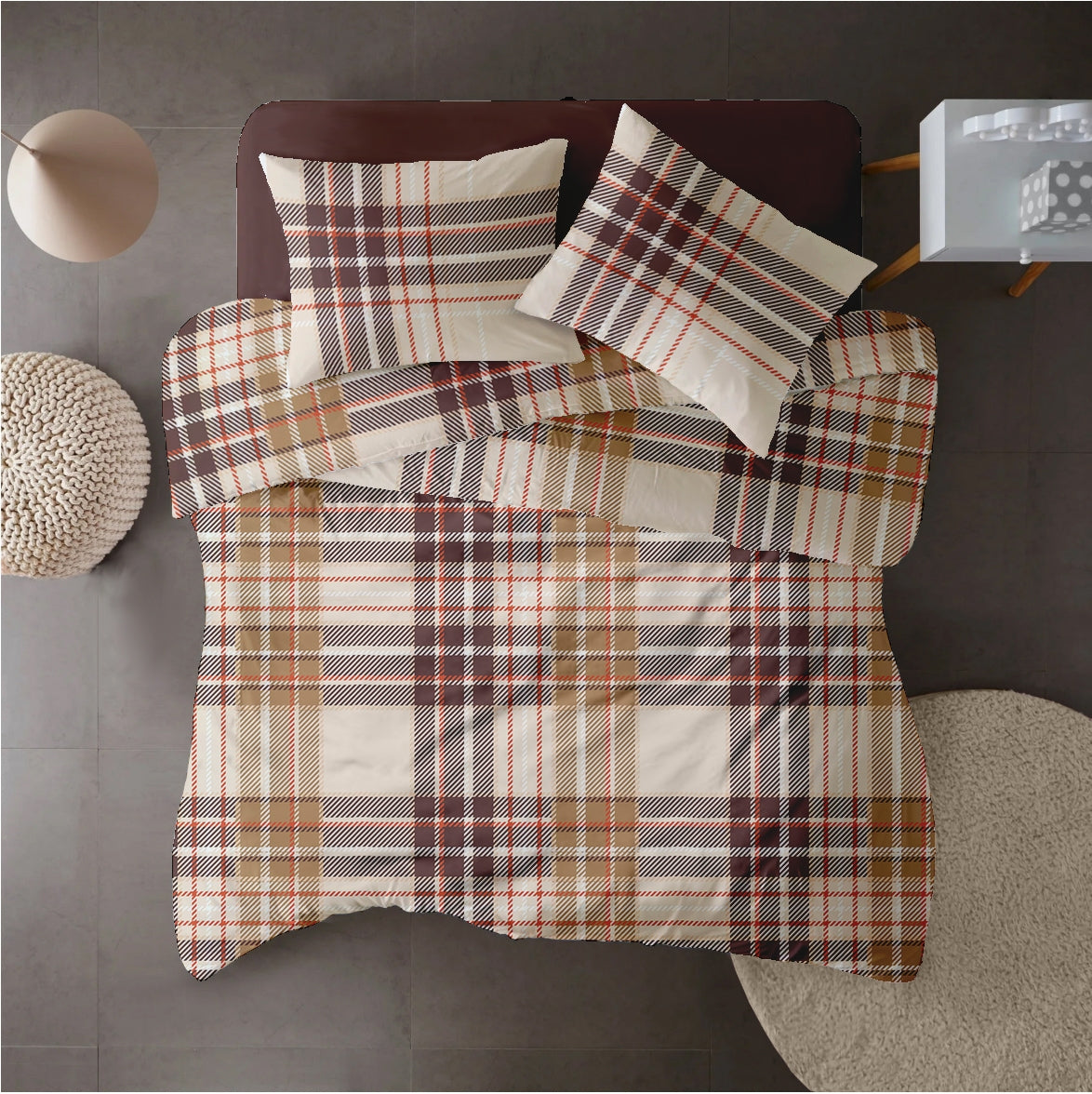 Lenjerie pat Renforce 100% bumbac, desen PLAID V1