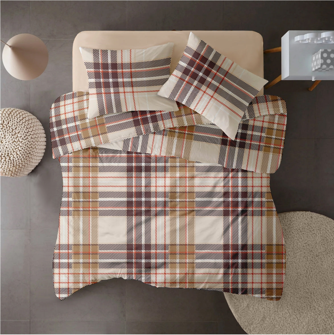 Lenjerie pat Renforce 100% bumbac, desen PLAID V1