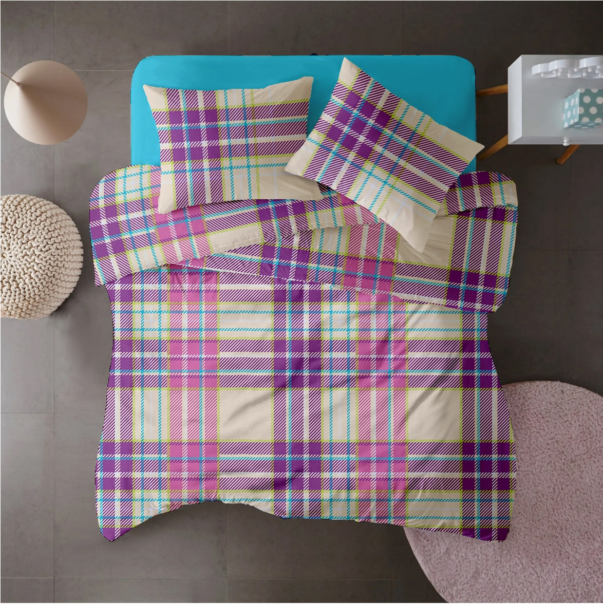 Lenjerie pat Renforce 100% bumbac, desen PLAID V2