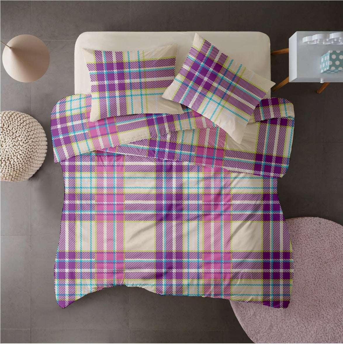 Lenjerie pat Renforce 100% bumbac, desen PLAID V2
