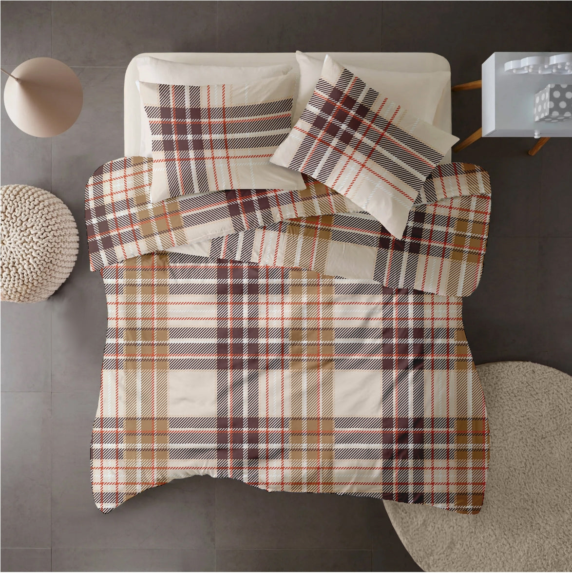 Lenjerie pat Renforce 100% bumbac, desen PLAID V1, cod RIU