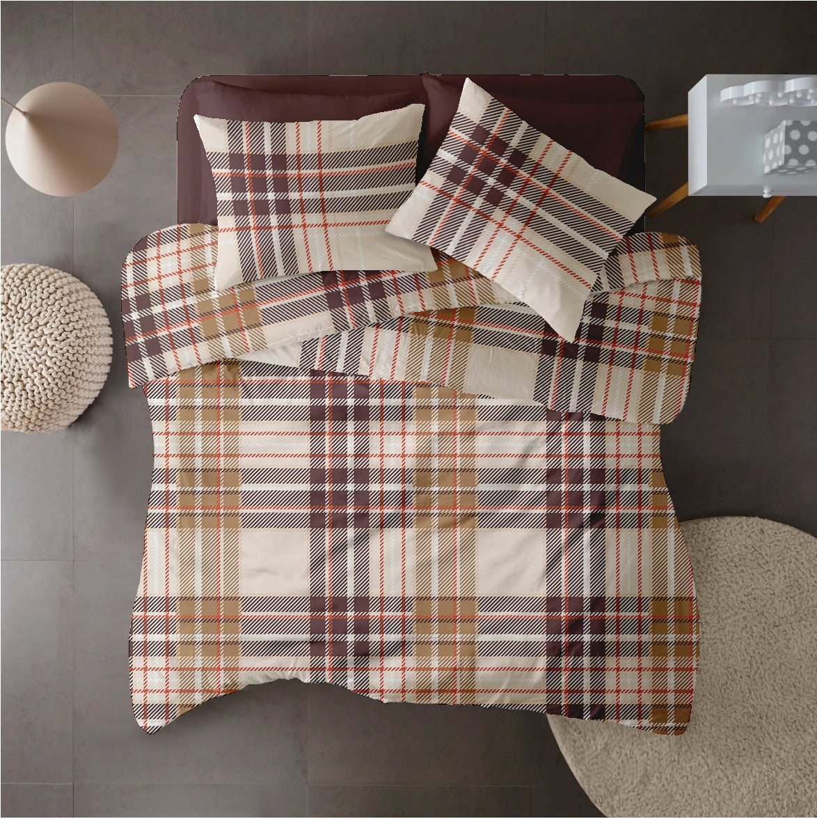 Lenjerie pat Renforce 100% bumbac, desen PLAID V1, cod RIU