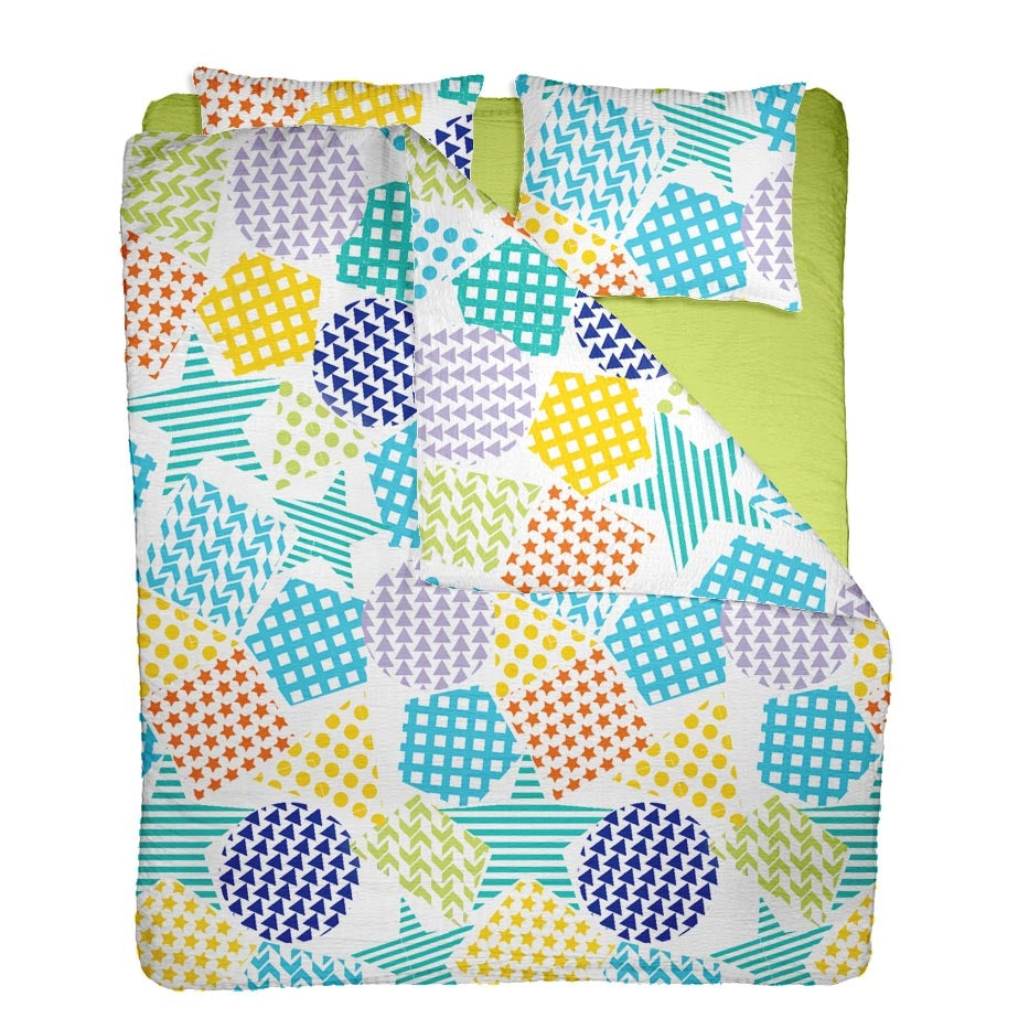 Lenjerie pat 100% bumbac Creponat, desen PLAYGROUND V2, cod CIU