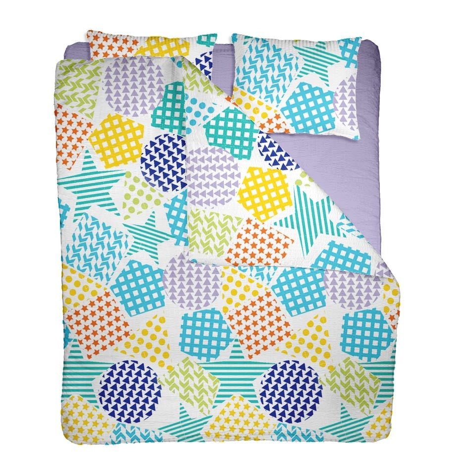 Lenjerie pat 100% bumbac Creponat, desen PLAYGROUND V2, cod CIU