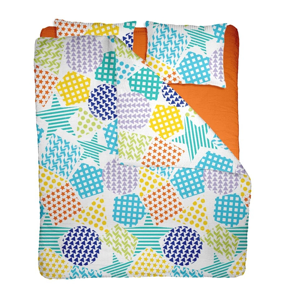 Lenjerie pat 100% bumbac Creponat, desen PLAYGROUND V2, cod CIU