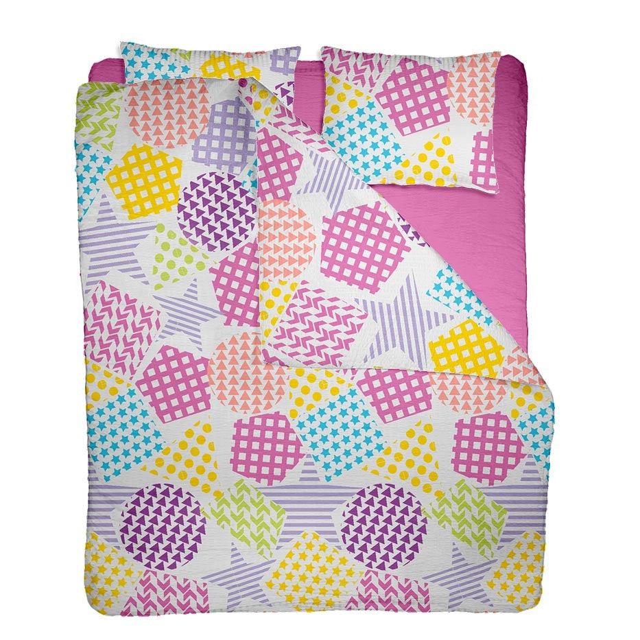 Lenjerie pat 100% bumbac Creponat, desen PLAYGROUND V1, cod CIU