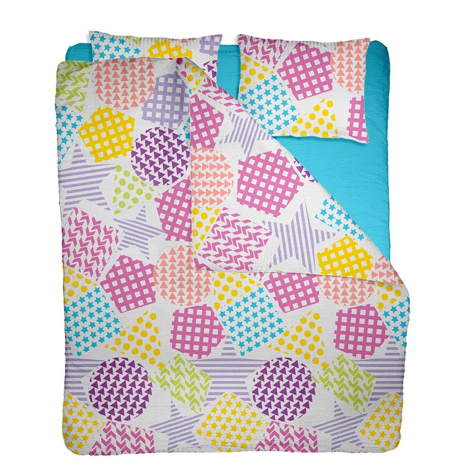 Lenjerie pat 100% bumbac Creponat, desen PLAYGROUND V1, cod CIU