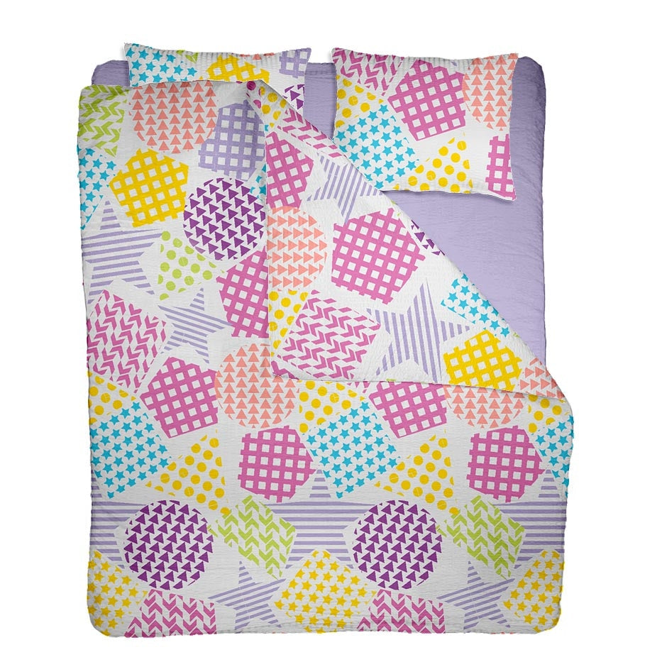 Lenjerie pat 100% bumbac Creponat, desen PLAYGROUND V1, cod CIU