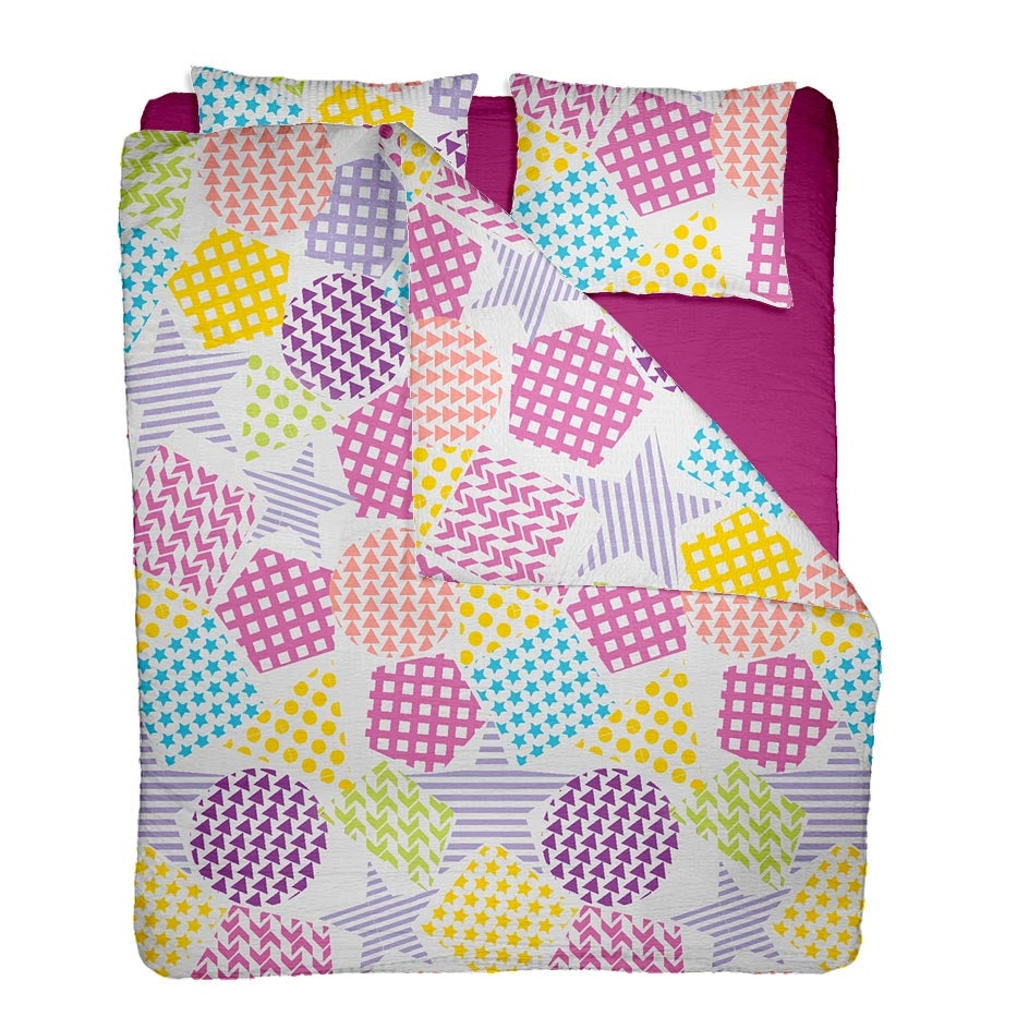 Lenjerie pat 100% bumbac Creponat, desen PLAYGROUND V1, cod CIU