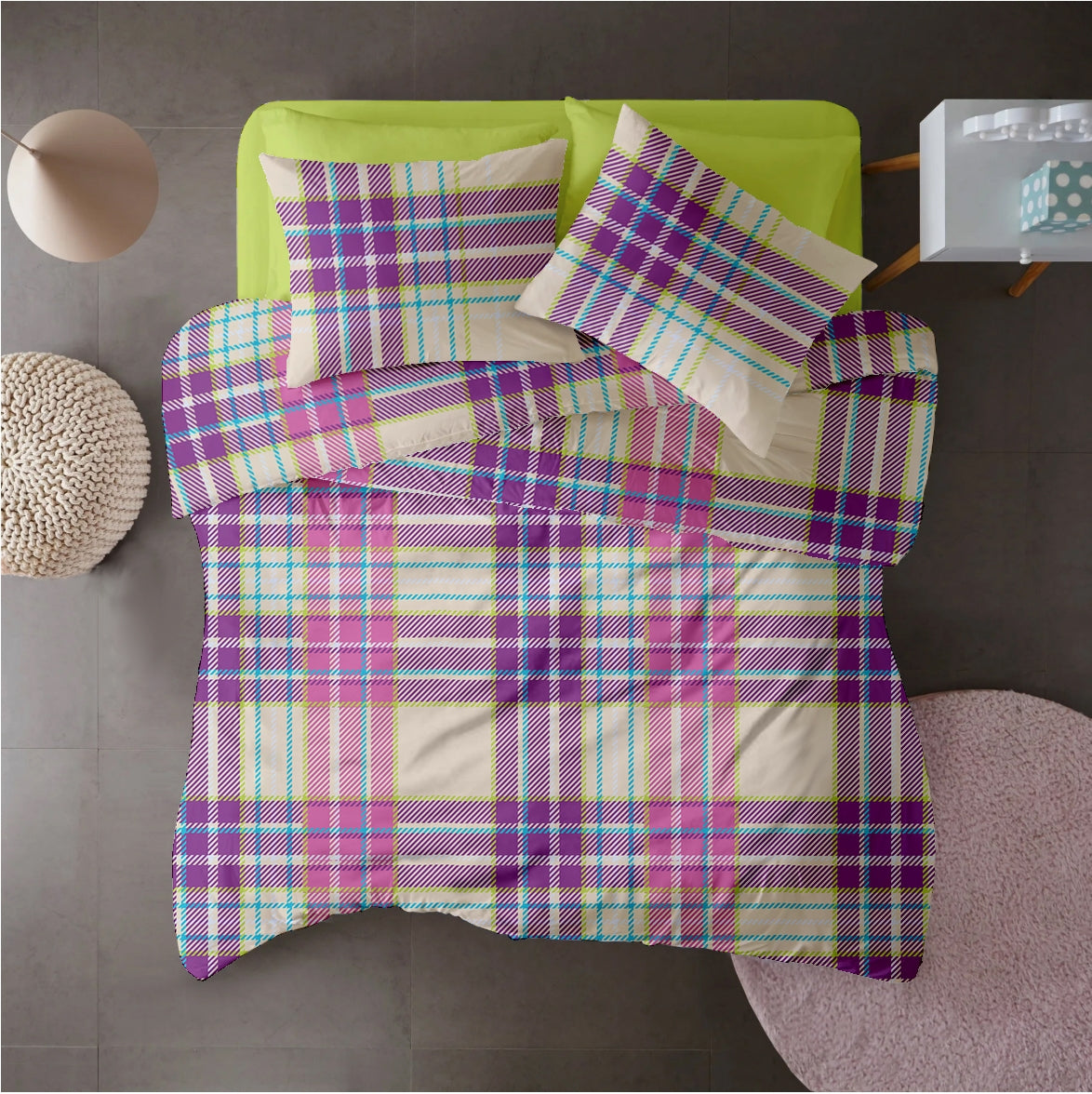 Lenjerie pat Renforce 100% bumbac, desen PLAID V2, cod RIU