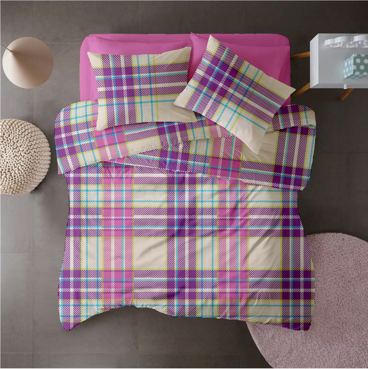 Lenjerie pat Renforce 100% bumbac, desen PLAID V2, cod RIU