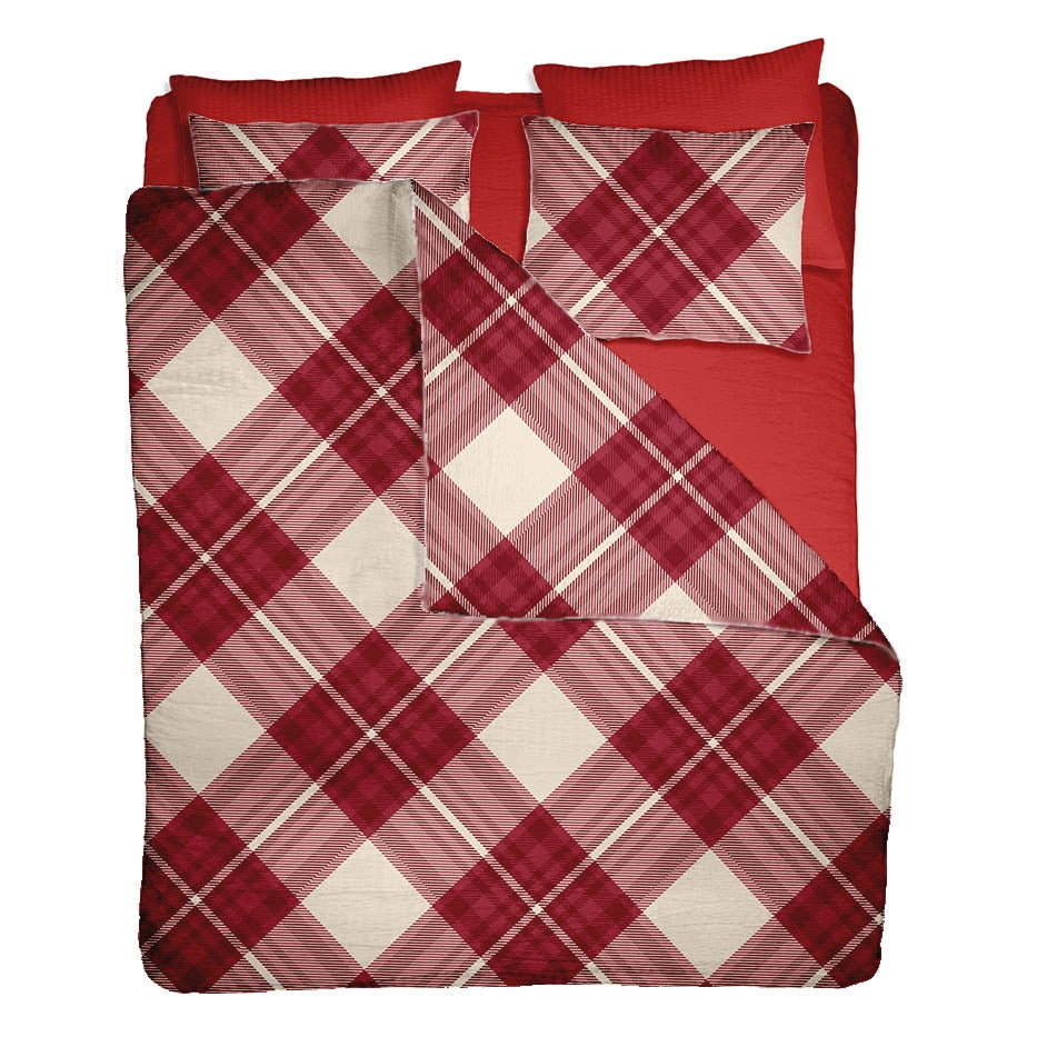 Lenjerie pat Crepe 100% bumbac, desen SCOTTISH V4, cod CIU