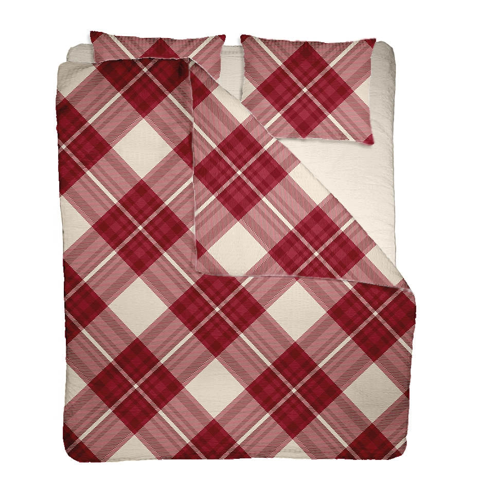 Lenjerie pat Crepe 100% bumbac, desen SCOTTISH V4, cod CIU
