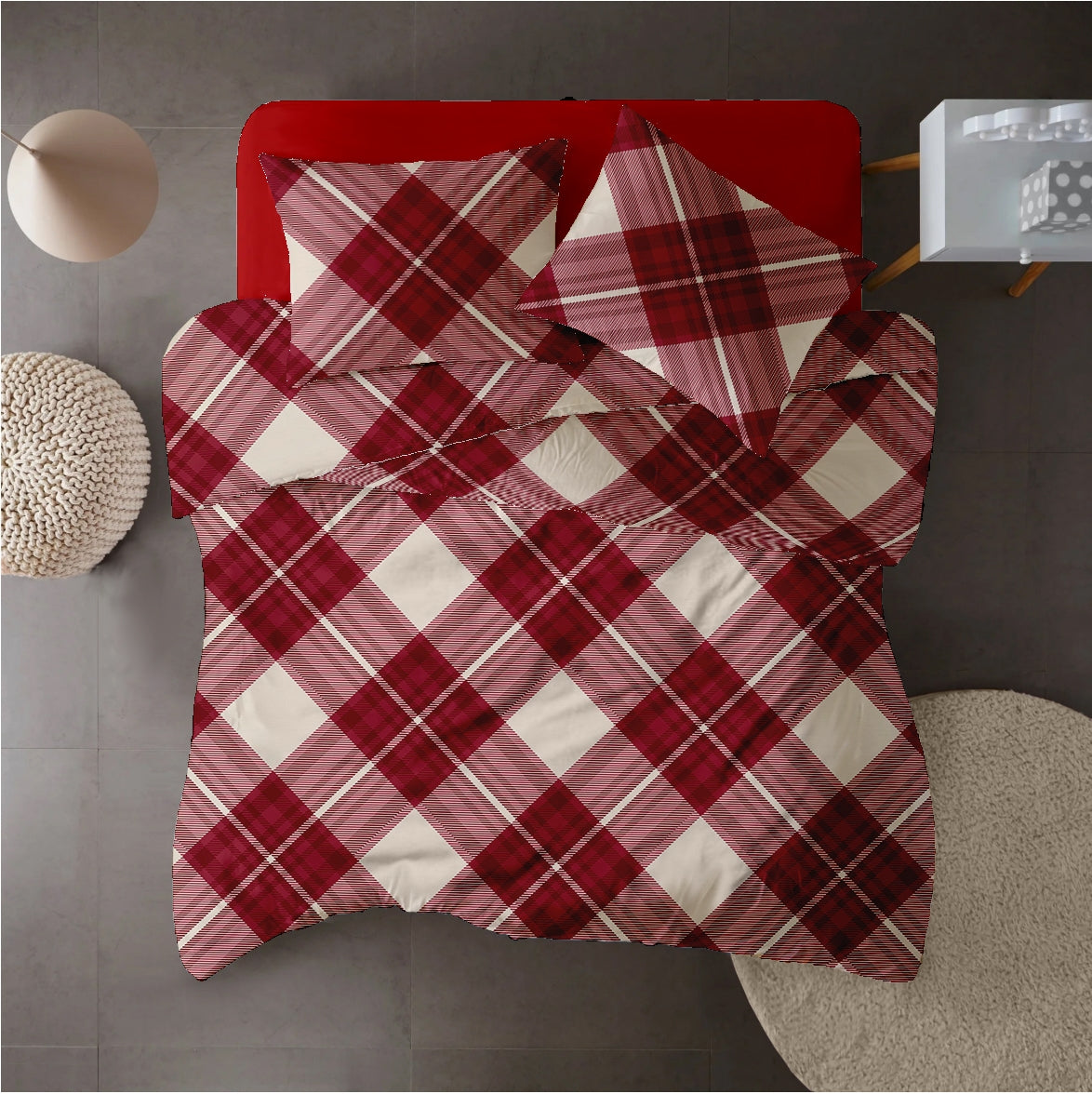Lenjerie pat Crepe 100% bumbac, desen SCOTTISH V4, cod CIU
