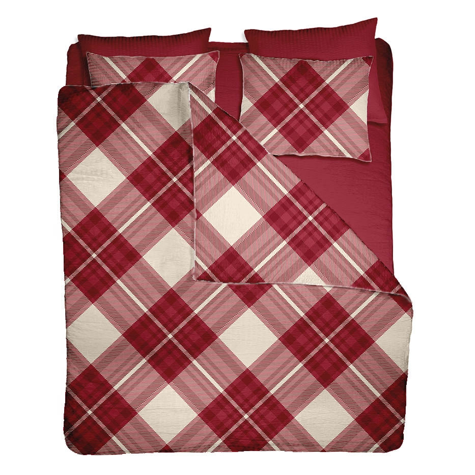 Lenjerie pat Crepe 100% bumbac, desen SCOTTISH V4, cod CIU