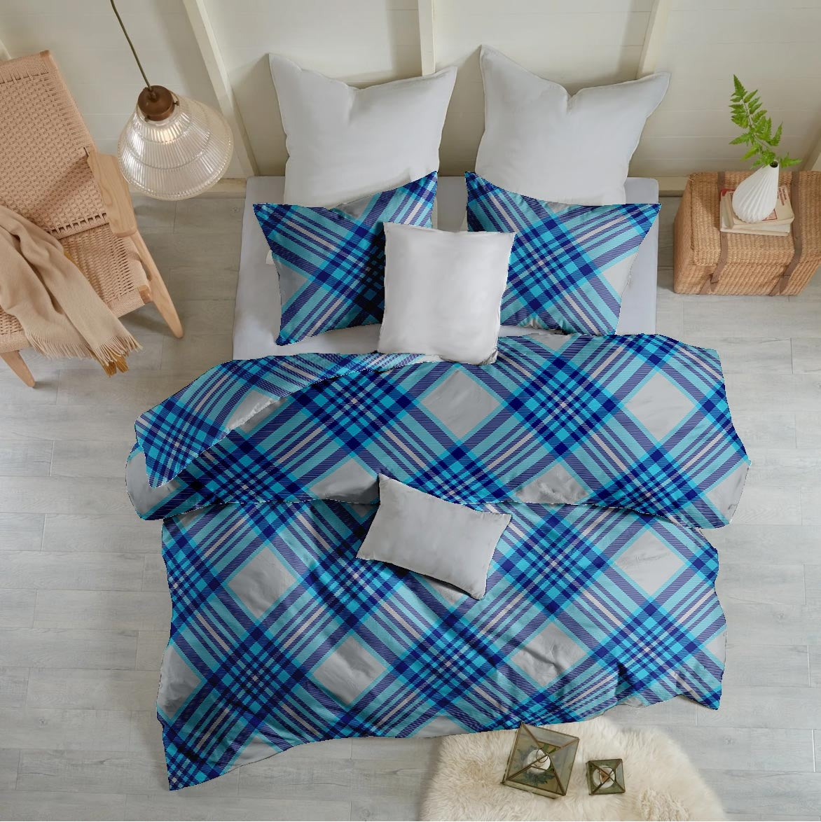 Lenjerie pat Crepe 100% bumbac, desen SCOTTISH V5, cod CIU