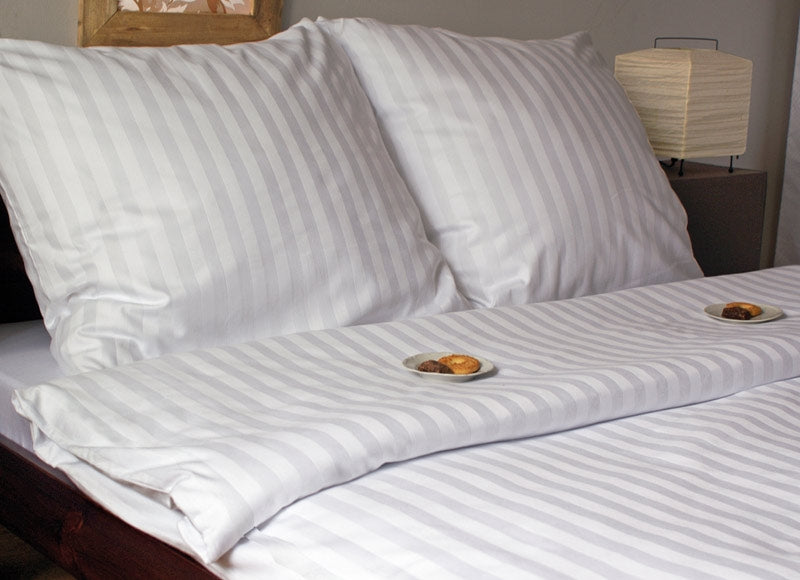 Satin striped London bed linen,