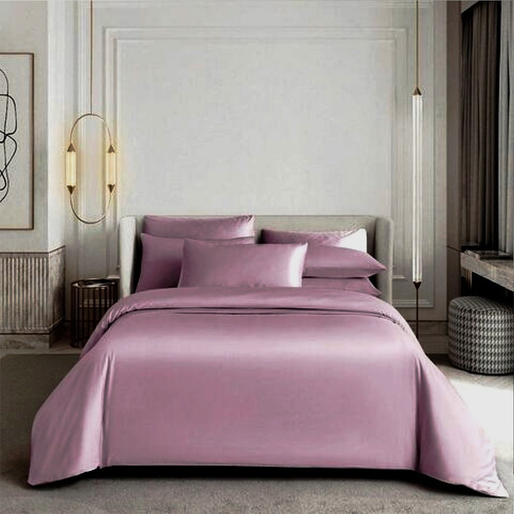 Lenjerie de pat Satin 100% bumbac, Deluxe uni color Lilac