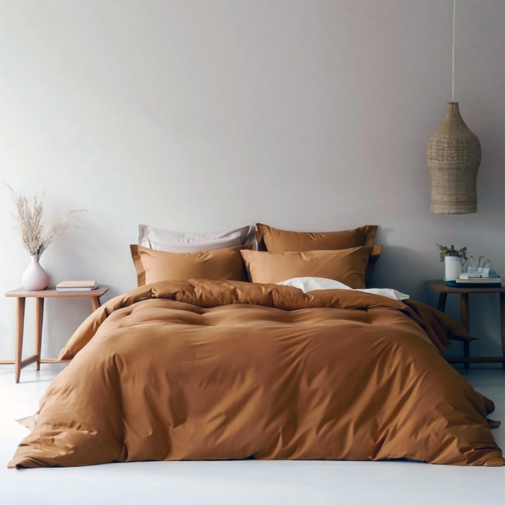 Lenjerie de pat Satin 100% bumbac, Deluxe unicolor Macchiatto