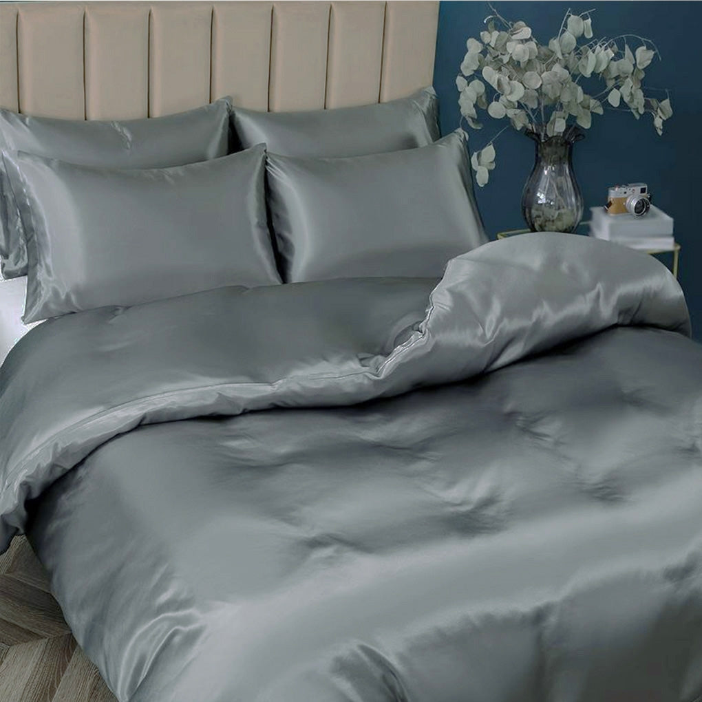 Lenjerie de pat Satin 100% bumbac, Deluxe unicolor Graphite