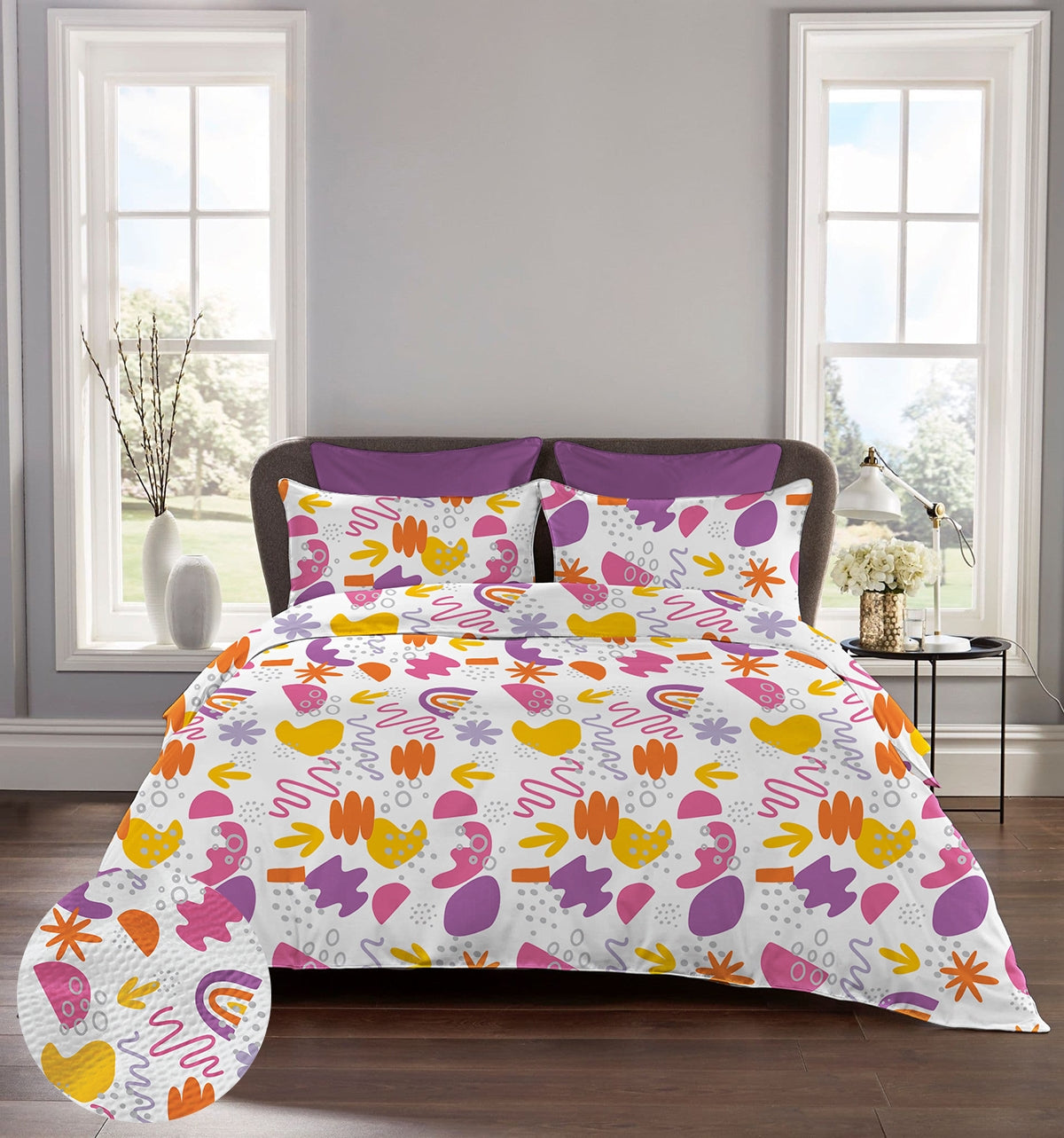 Lenjerie pat 100% bumbac Creponat, desen KINDERGARTEN PINK