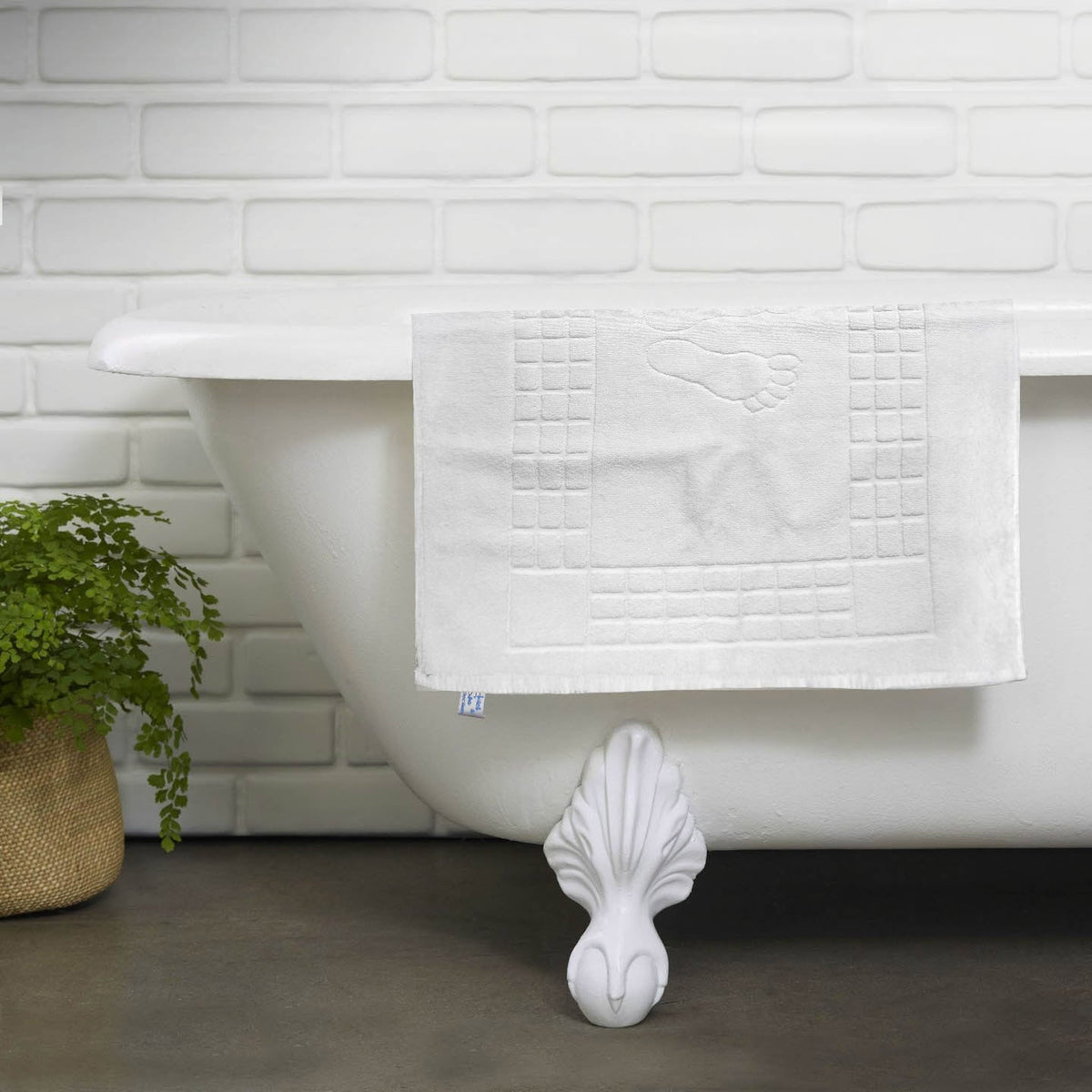 Covoras baie 100% bumbac, model Mozaic Border cu talpi