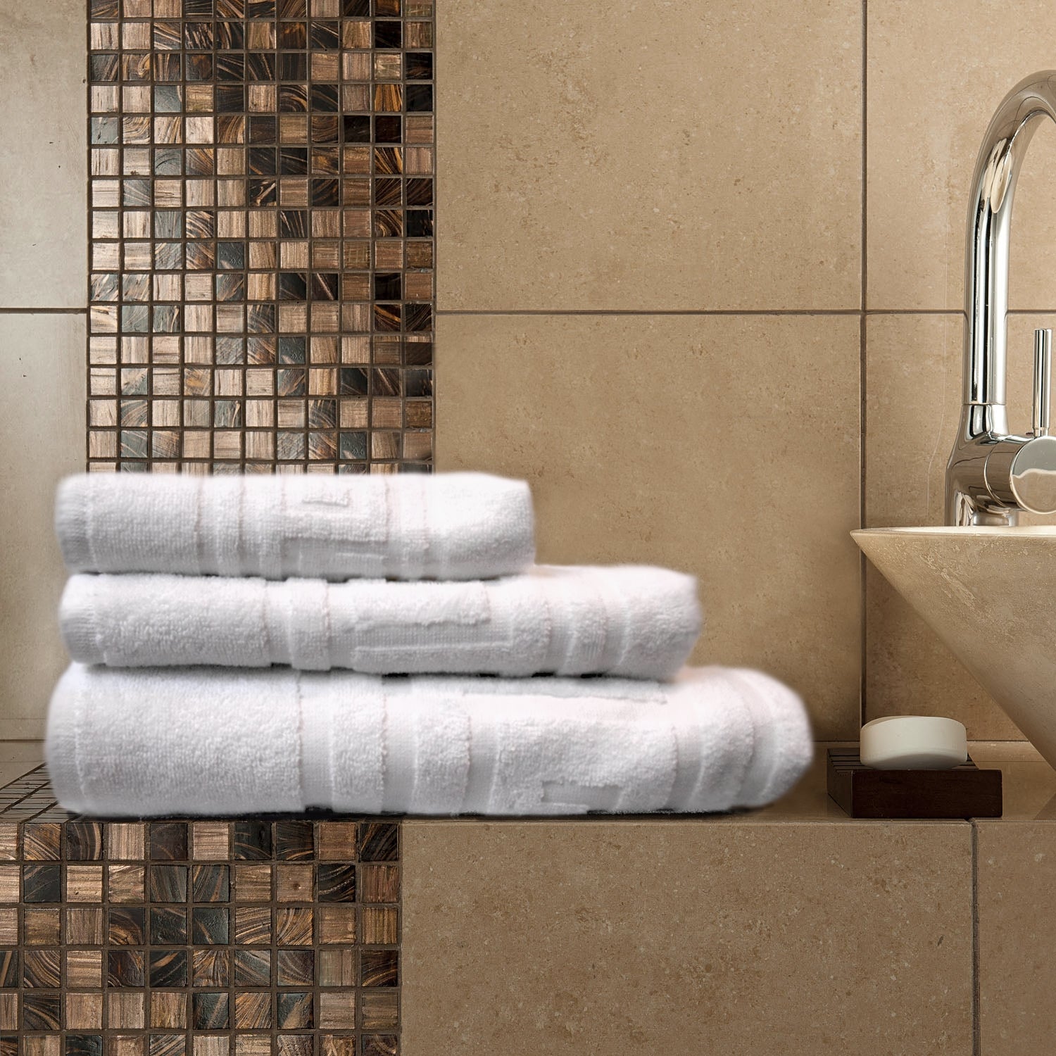 Set prosoape corp 100% bumbac 500gr/mp, model Bordura Greek 70x140cm