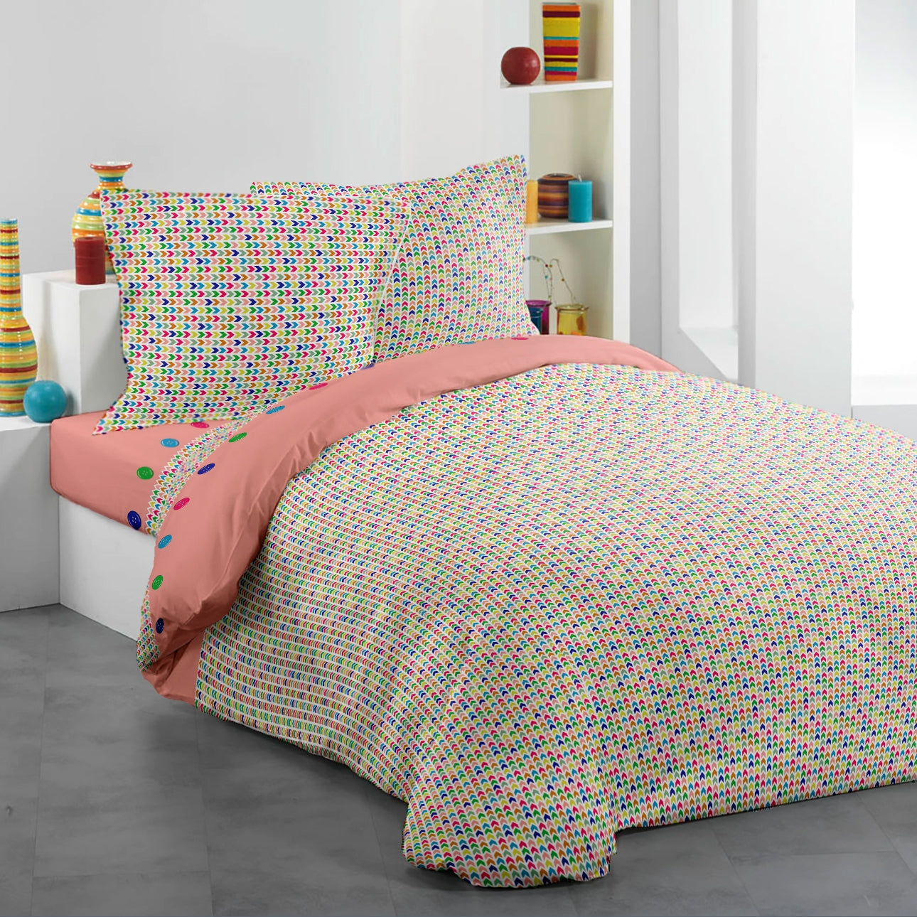 Lenjerie pat Renforce desen BUTTONS 02, 100% bumbac neted