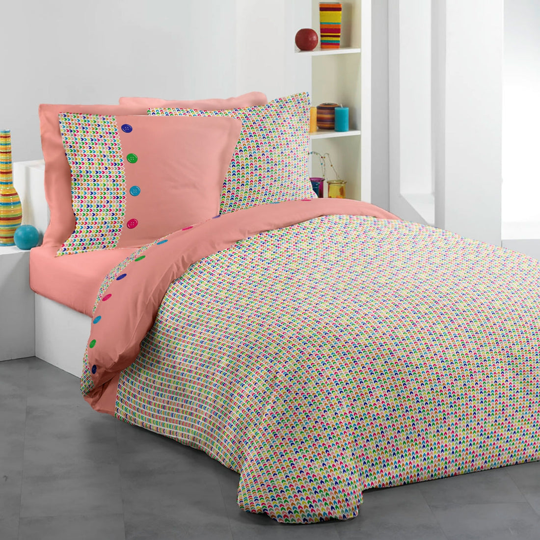 Lenjerie pat Renforce desen BUTTONS 02, 100% bumbac neted