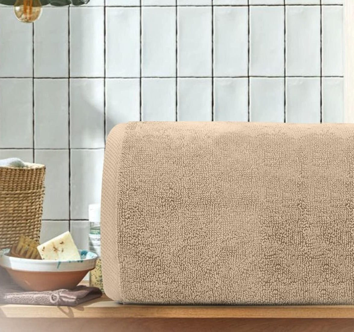 Prosop SPA 100% bumbac model Plain culoare SAND 75x170cm