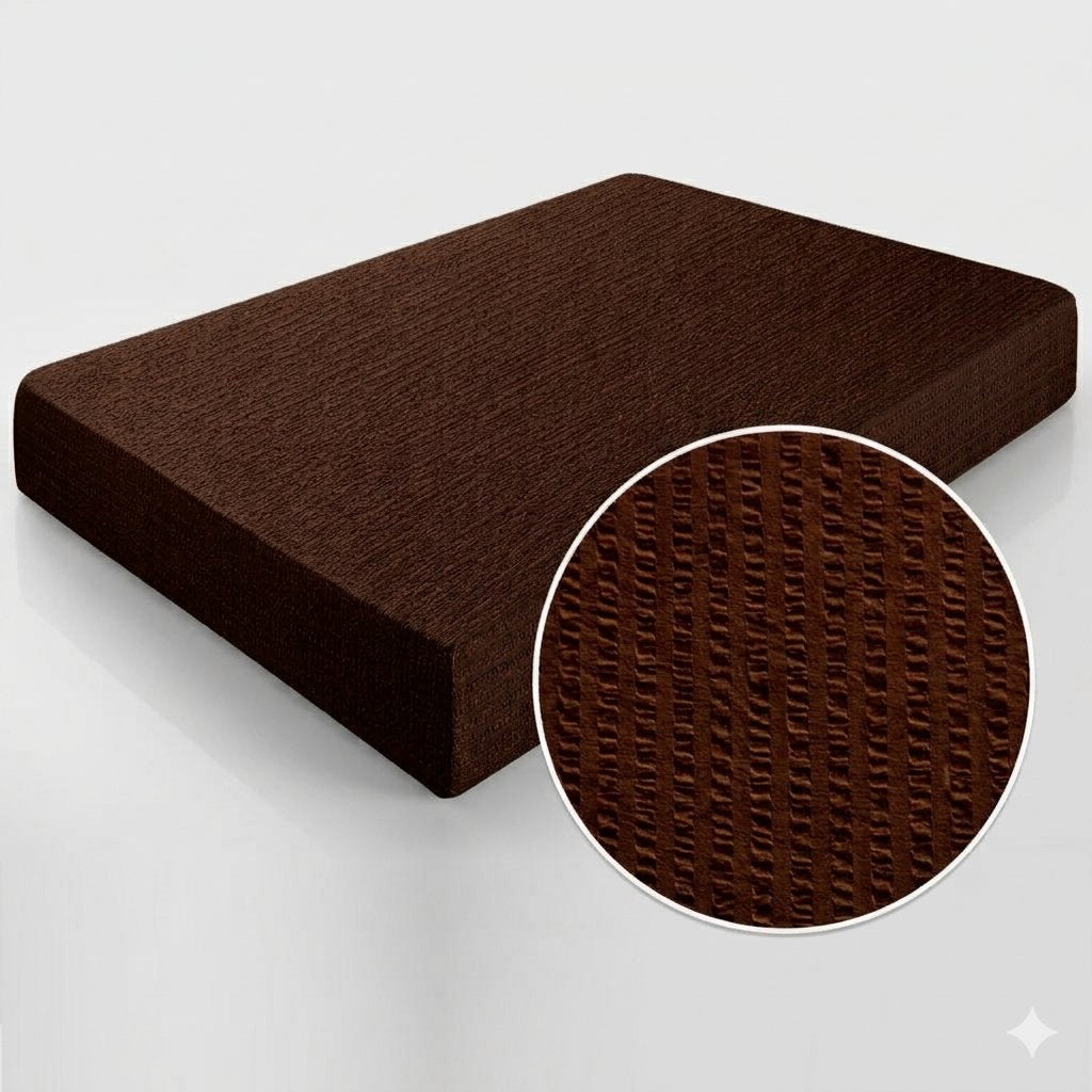 Cearceaf pat cu elastic, bumbac creponat, Moka