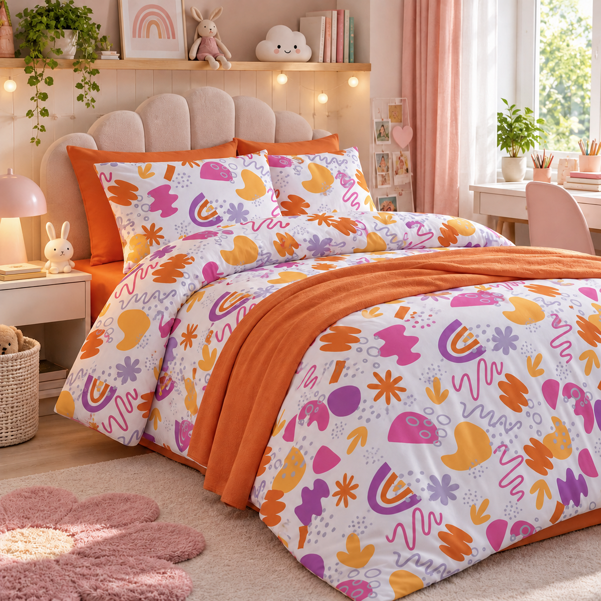 Bettwäsche aus 100 % Baumwolle, Renforce, Muster KINDERGARTEN PINK