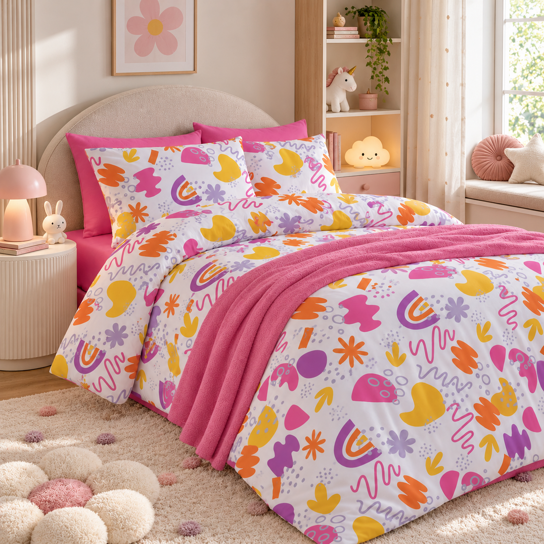 Biancheria da letto in cotone 100% Renforce, fantasia KINDERGARTEN PINK