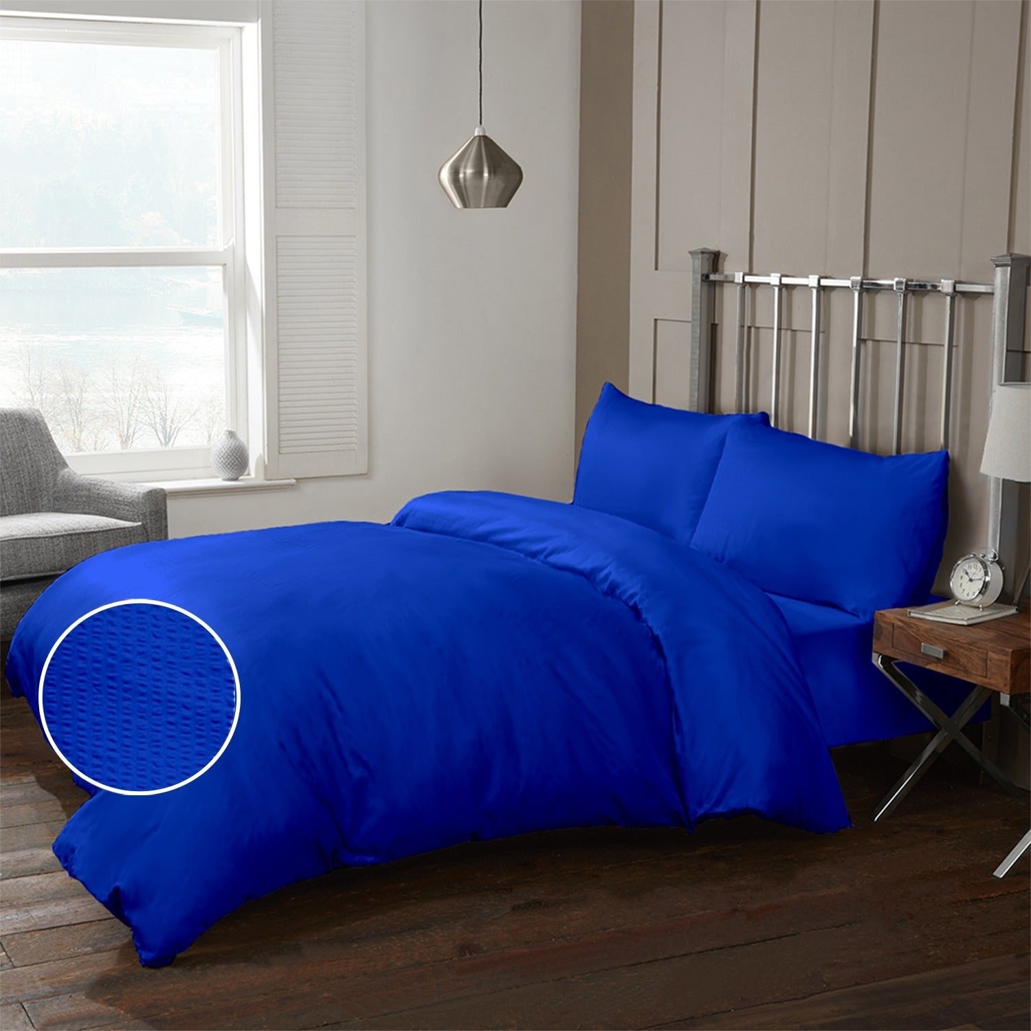 Lenjerie pat 100% bumbac Creponat, uni color Surf Web